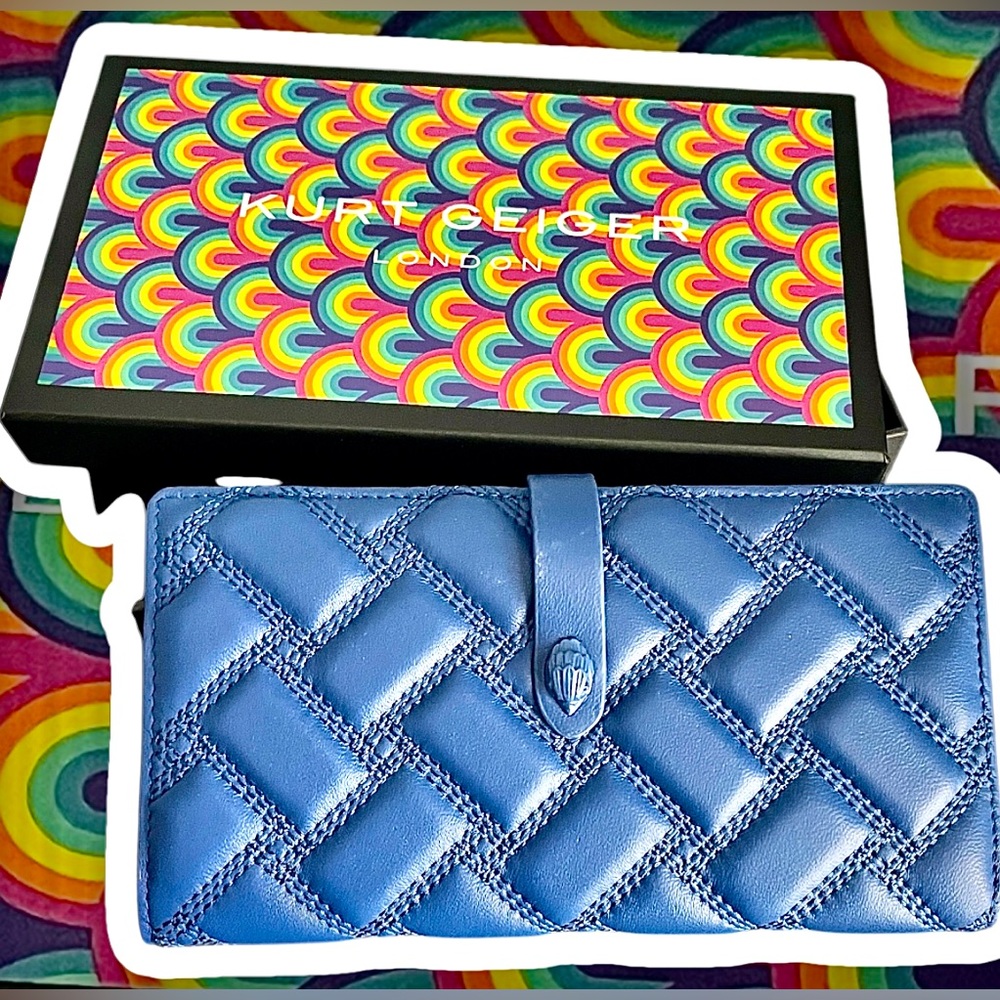 Kurt Geiger Leather Quilted Kensington Wallet Royal Blue